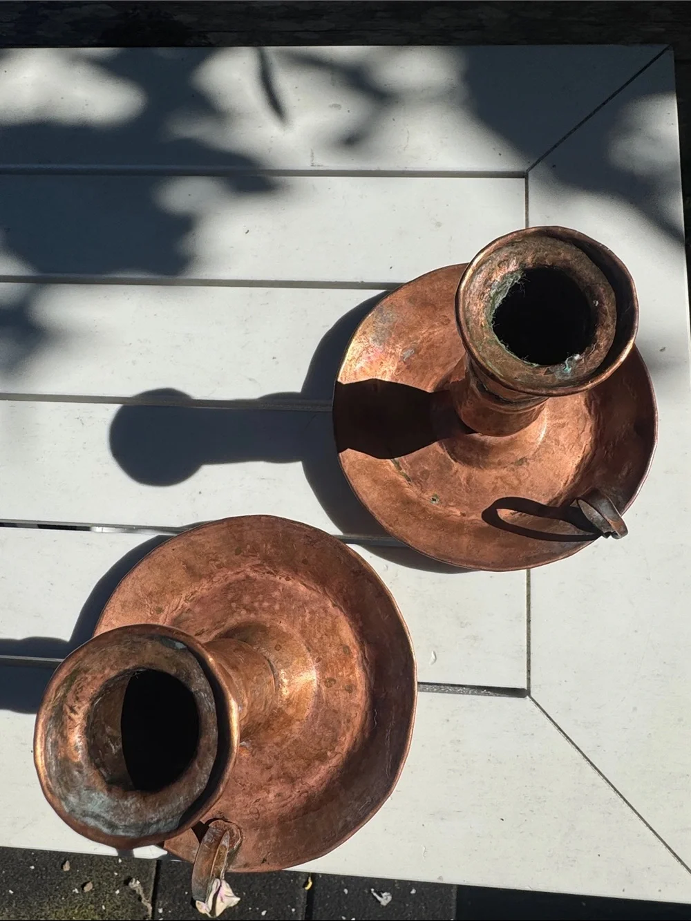 Antique Copper Candlestick Holders, Set of 2 Arts & Crafts Era